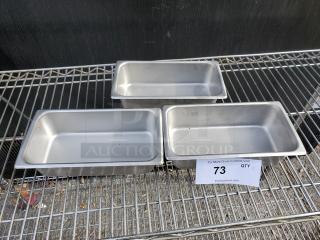 Lot of 3 Stainless Steel Food Pans (3xBid)