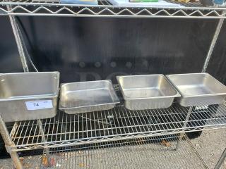 Lot of 4 Miscellaneous Stainless Steel Food Pans (4xBid)