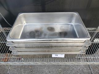 Lot of 5 Stainless Steel Steam Table/ Hotel Pans (5xBid)
