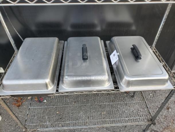 Lot of 3 Stainless Steel Steam Table/ Hotel Pans w/ lids. One lid missing handle. (5xBid) - Image 3 of 5