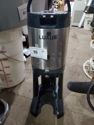 Fetco Luxus L3D-10 Series Thermal Dispenser. Missing Faucet and drip tray. Dented on the back side.