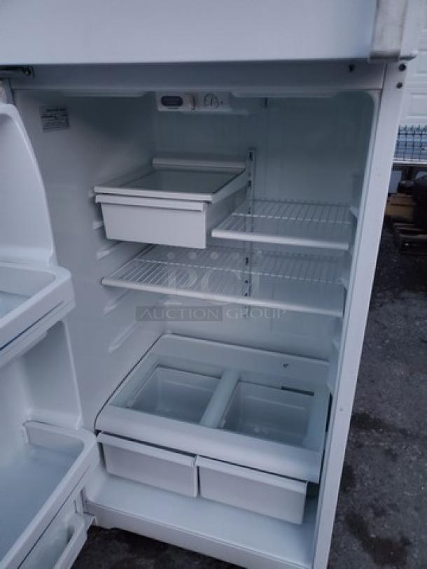 GE Top-Freezer Refrigerator. Unknown condition in regards to the top (Freezer) section. Sold as is. - Image 3 of 5