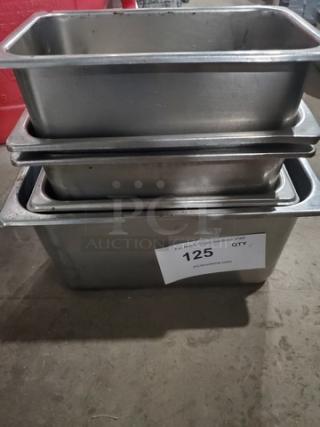 Lot of 5 Miscellaneous Stainless Steel Food Pans w/ one lid (5xBid)