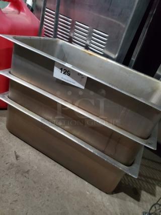 Lot of 3 Stainless Steel Hotel Pans (3xBid)