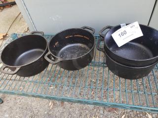 Lot of 4 Amazon Basics Cast Iron Dutch Oven. No Lids. (4xBid)