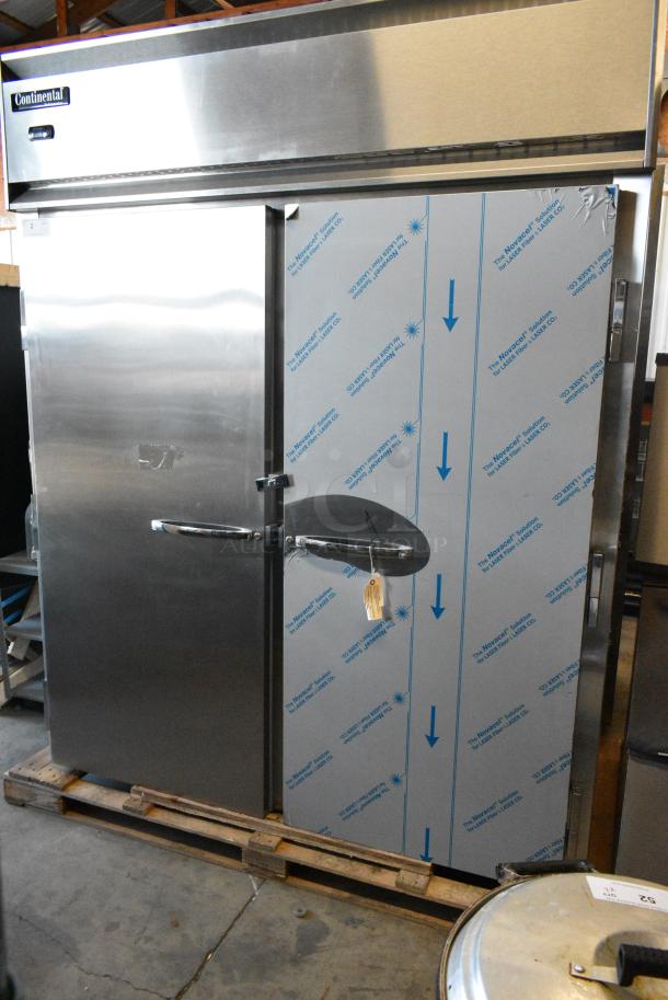 BRAND NEW SCRATCH AND DENT! Continental Stainless Steel Commercial 2 Door Roll In Rack Cooler. Door Is Locked. Tested and Working! - Image 2 of 7