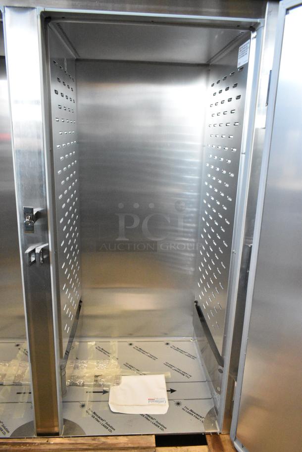 BRAND NEW SCRATCH AND DENT! Continental Stainless Steel Commercial 2 Door Roll In Rack Cooler. Door Is Locked. Tested and Working! - Image 5 of 7