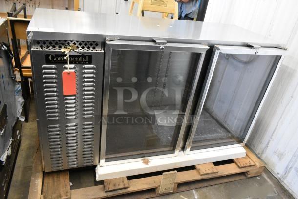 BRAND NEW SCRATCH AND DENT! 2017 Continental BBUC59S-6S-GD Stainless Steel Commercial 2 Door Back Bar Cooler Merchandiser. 115 Volts, 1 Phase. Tested and Working! - Image 2 of 7