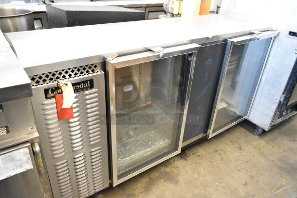 BRAND NEW SCRATCH AND DENT! 2017 Continental BBUC69S-SS-GD Stainless Steel Commercial 2 Door Back Bar Cooler Merchandiser on Commercial Casters. 115 Volts, 1 Phase. Tested and Working! - Image 2 of 10