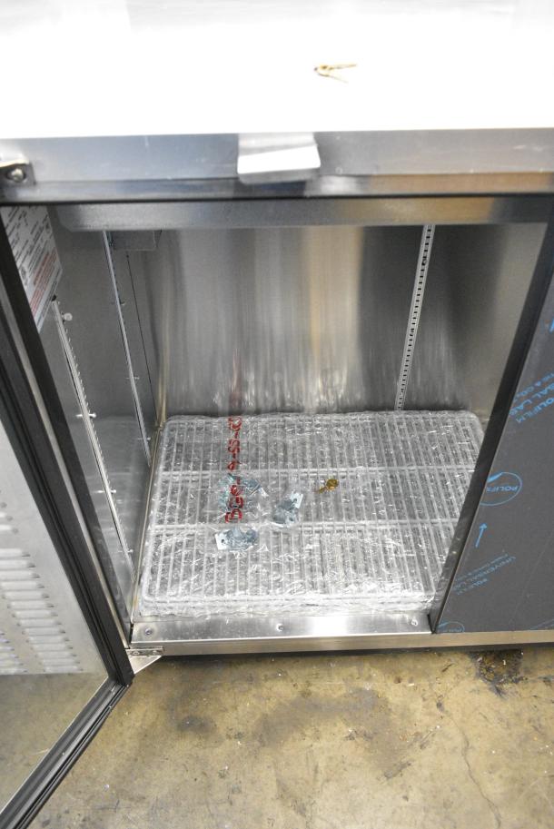 BRAND NEW SCRATCH AND DENT! 2017 Continental BBUC69S-SS-GD Stainless Steel Commercial 2 Door Back Bar Cooler Merchandiser on Commercial Casters. 115 Volts, 1 Phase. Tested and Working! - Image 6 of 10