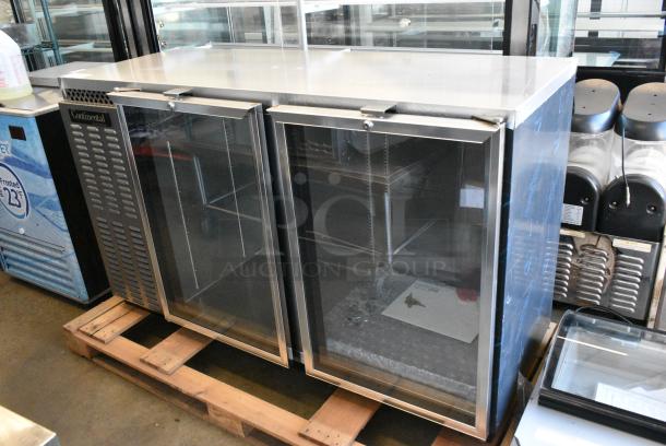 BRAND NEW SCRATCH AND DENT! 2017 Continental BBUC59S-SS-GD Stainless Steel Commercial 2 Door Back Bar Cooler Merchandiser. 115 Volts, 1 Phase. Tested and Working! - Image 3 of 8