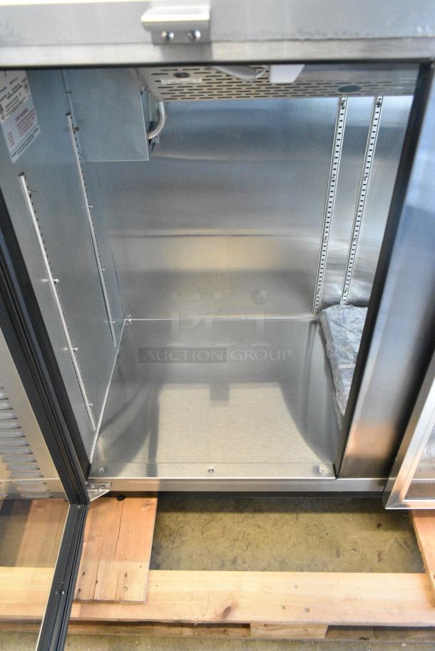 BRAND NEW SCRATCH AND DENT! 2017 Continental BBUC59S-SS-GD Stainless Steel Commercial 2 Door Back Bar Cooler Merchandiser. 115 Volts, 1 Phase. Tested and Working! - Image 5 of 8