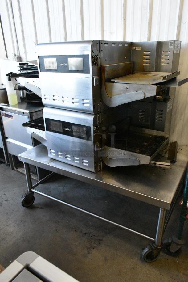 2 Ovention S1200 Stainless Steel Commercial Electric Powered Conveyor Rapid Cook Ovens on Stainless Steel Commercial Equipment Stand w/ Commercial Casters. 208/240 Volts, 1 Phase. 2 Times Your Bid! - Image 5 of 11