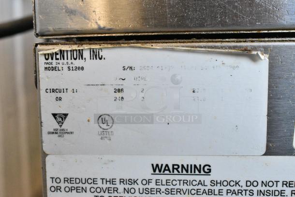 2 Ovention S1200 Stainless Steel Commercial Electric Powered Conveyor Rapid Cook Ovens on Stainless Steel Commercial Equipment Stand w/ Commercial Casters. 208/240 Volts, 1 Phase. 2 Times Your Bid! - Image 11 of 11