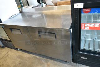 True TWT-60 Stainless Steel Commercial 2 Door Work Top Cooler on Commercial Casters. 115 Volts, 1 Phase. Tested and Working!