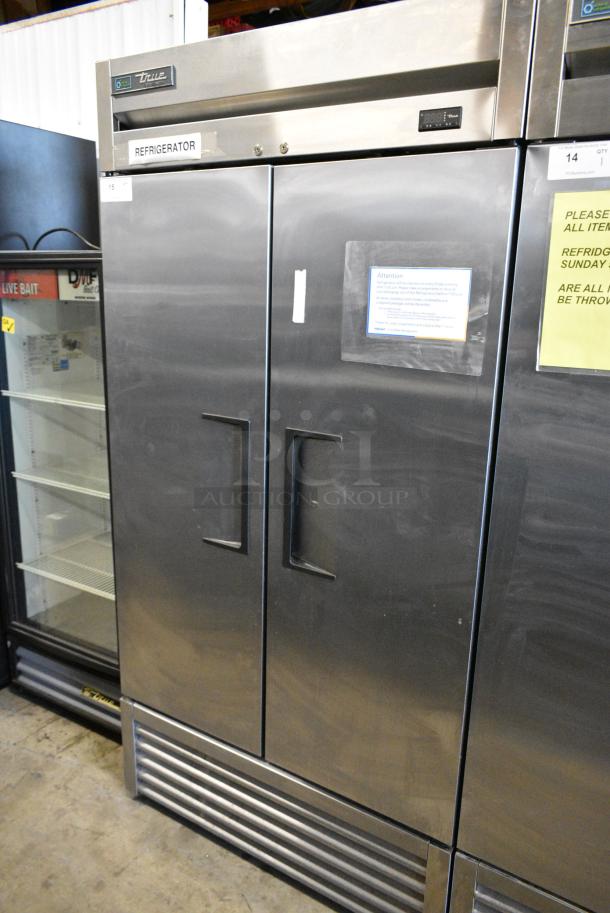 2019 True T-35-HC Stainless Steel Commercial 2 Door Reach In Cooler w/ Poly Coated Racks. 115 Volts, 1 Phase. Tested and Working! - Image 1 of 5