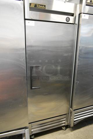 True T-19F Stainless Steel Commercial Single Door Reach In Freezer on Commercial Casters. 115 Volts, 1 Phase. Tested and Powers On But Does Not Get Cold
