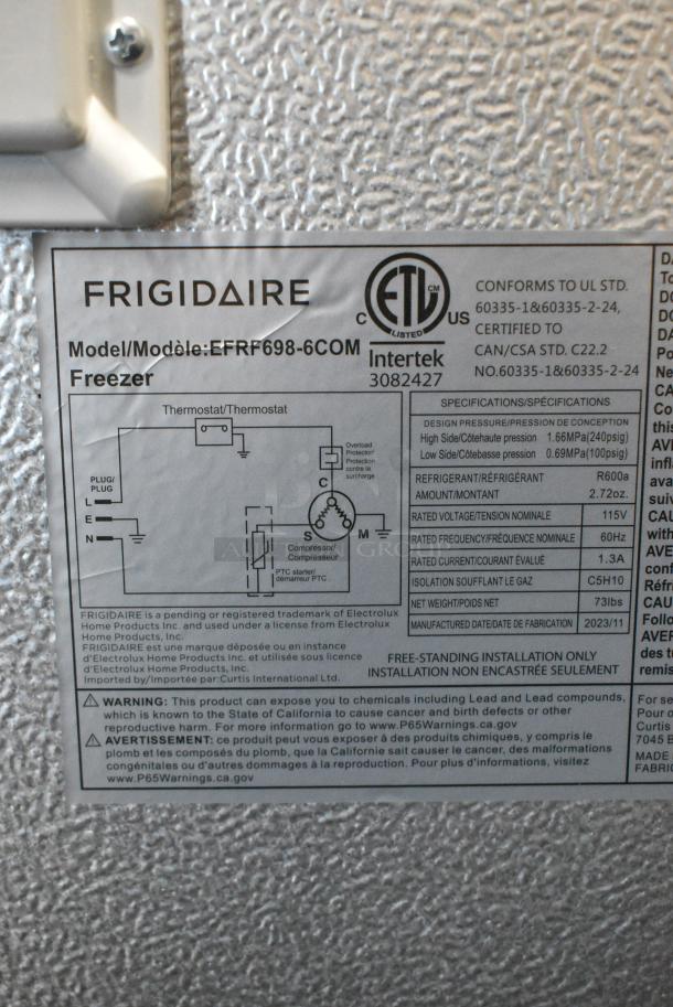 Frigidaire EFRF698-6COM Stainless Steel Cooler w/ Freezer. 115 Volts, 1 Phase. Tested and Working! - Image 4 of 4