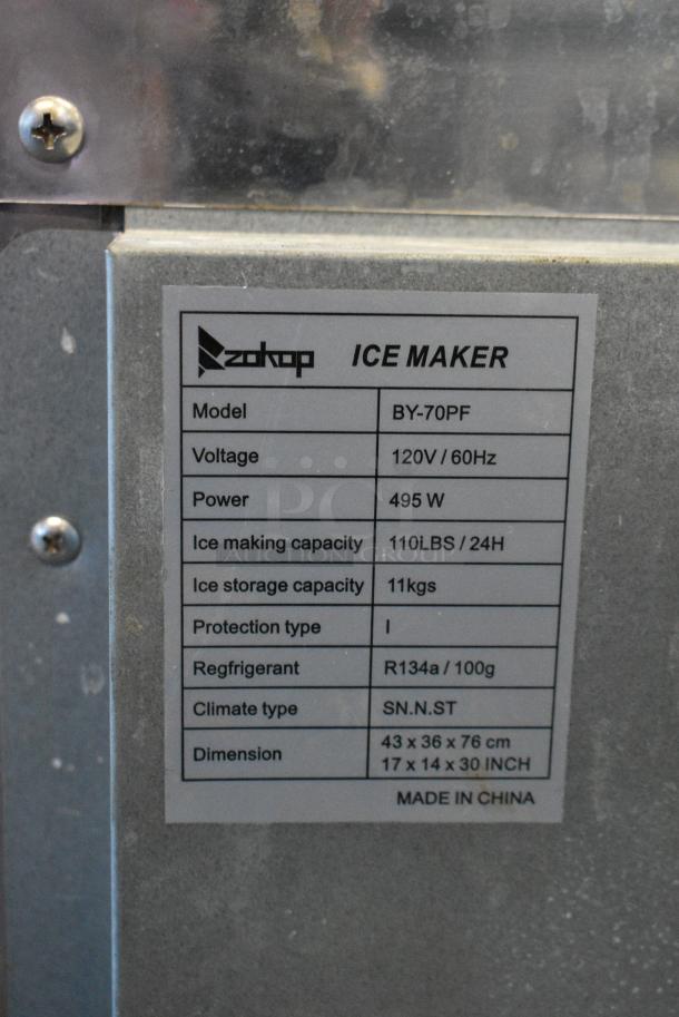 Zokop BY-70PF Stainless Steel Commercial Undercounter Self Contained Ice Maker. 120 Volts, 1 Phase. - Image 8 of 8