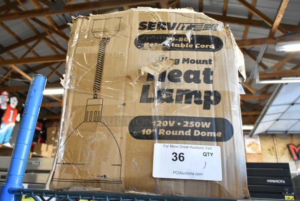 BRAND NEW SCRATCH AND DENT! ServIt 423HLR85BK Retractable Cord Ceiling Mount Heat Lamp with Modern Black Finish Round Dome Shade. 120 Volts, 1 Phase. - Image 3 of 4