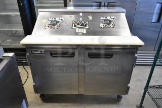2018 Leader ESLM48S/C Stainless Steel Commercial Sandwich Salad Prep Table Bain Marie Mega Top on Commercial Casters. 115 Volts, 1 Phase . Tested and Working!
