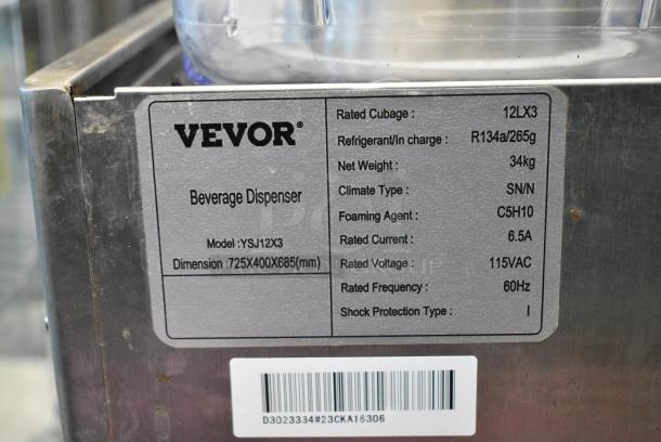 Vevor YSJ12X3 Stainless Steel Commercial Countertop 3 Hopper Refrigerated Beverage Machine. 115 Volts, 1 Phase . Tested and Working! - Image 8 of 8