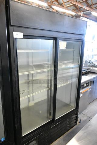 Beverage Air MT45 Metal Commercial 2 Door Reach In Cooler Merchandiser w/ Poly Coated Racks. 115 Volts, 1 Phase. Tested and Working!
