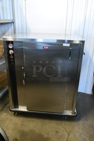 FWE P-72 Stainless Steel Commercial Heated Holding Cabinet on Commercial Casters. 120 Volts, 1 Phase. Tested and Working!