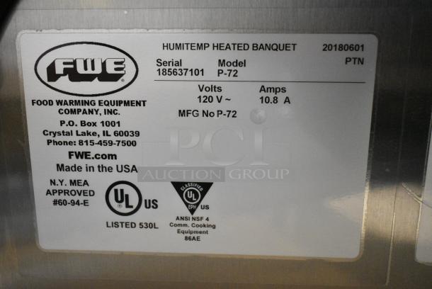 FWE P-72 Stainless Steel Commercial Heated Holding Cabinet on Commercial Casters. 120 Volts, 1 Phase. Tested and Working! - Image 9 of 9