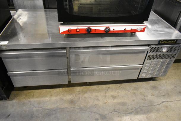 Continental Stainless Steel Commercial 4 Drawer Chef Base on Commercial Casters. 115 Volts, 1 Phase. Tested and Working! - Image 1 of 10