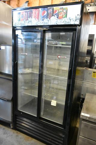 True GDM-33 Metal Commercial 2 Door Reach In Cooler Merchandiser w/ Poly Coated Racks. 115 Volts, 1 Phase. Tested and Working!