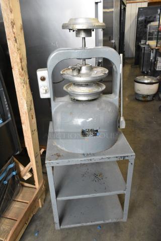 Metal Commercial Floor Style Pie Press. Tested and Powers On But Parts Do Not Move