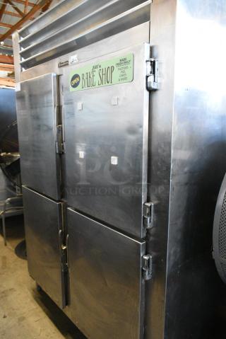 Traulsen Stainless Steel Commercial 4 Half Size Door Reach In. Cannot Test Due To Cut Power Cord