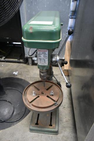 Central Machinery T-726 Metal Countertop 12 Speed Heavy Duty Drill Press. Tested and Working!
