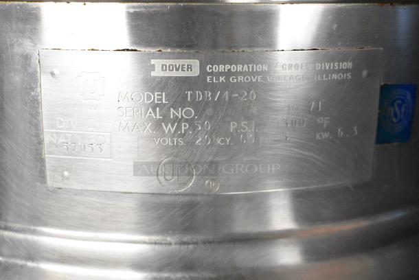 Groen TDB/4-20 Stainless Steel Commercial Electric Powered 20 Quart Tilting Steam Kettle on Stand. 208 Volts, 3 Phase. - Image 2 of 6