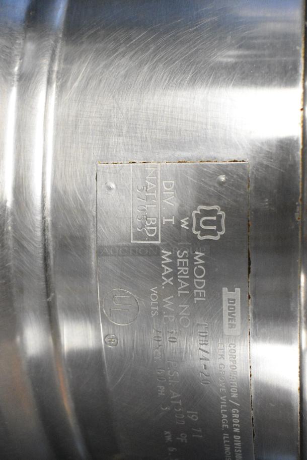 Groen TDB/4-20 Stainless Steel Commercial Electric Powered 20 Quart Tilting Steam Kettle on Stand. 208 Volts, 3 Phase. - Image 6 of 6