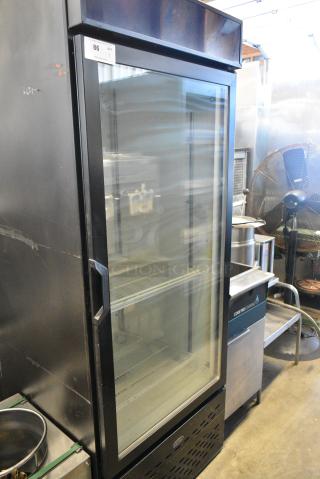 Carrier MC750 Metal Commercial Single Door Reach In Cooler Merchandiser w/ Poly Coated Racks. 115 Volts, 1 Phase. Tested and Working!