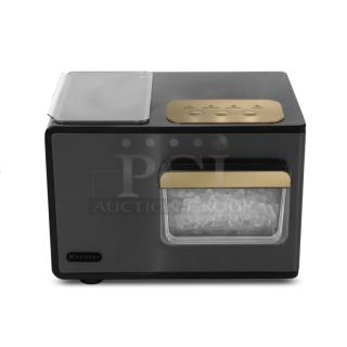 BRAND NEW SCRATCH AND DENT! Whynter IBX-388BG SonicSnö Countertop Nugget Ice Maker 40lbs/24hrs with Removable Ice Drawer, Chewable Pebble/Sonic Type Ice in Black and Gold Stainless Steel Finish. 110-120 Volts, 1 Phase. Tested and Working!