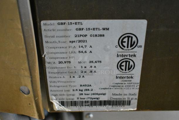 2021 Desmon GBF-15+ETL Stainless Steel Commercial Blast Chiller Shock Freezer w/ 4 Probes on Commercial Casters. 230 Volts, 3 Phase. - Image 7 of 7