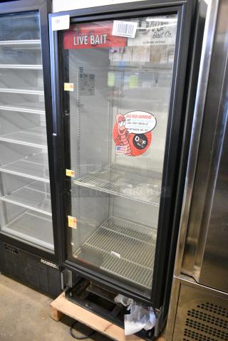 True GDM-12-HC-LD Metal Commercial Single Door Reach In Cooler Merchandiser w/ Poly Coated Racks. 115 Volts, 1 Phase. Tested and Working!