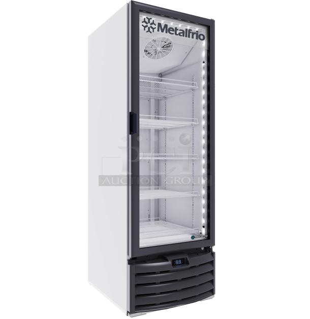 BRAND NEW SCRATCH AND DENT! Metalfrio NG26CHC Metal Commercial Single Door Reach In Cooler Merchandiser. 115 Volts, 1 Phase. Tested and Working! - Image 1 of 5
