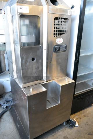 Fresh N Squeeze POS-1 Stainless Steel Commercial Floor Style Automatic Citrus Juicer on Commercial Casters. 120 Volts, 1 Phase. Tested and Working!