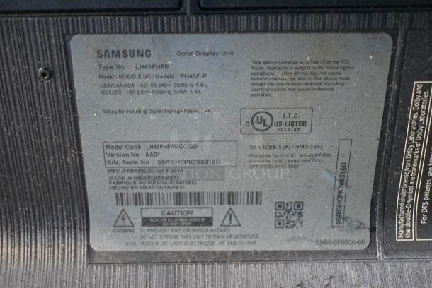 Samsung LH43PHFP 43" Color Display Monitor. 100-240 Volts, 1 Phase. Buyer Must Pick Up - We Will Not Ship This Item. - Image 3 of 3