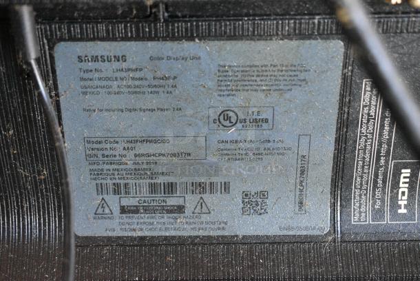 Samsung LH43PHFP 43" Color Display Monitor. 100-240 Volts, 1 Phase. Buyer Must Pick Up - We Will Not Ship This Item. - Image 5 of 5