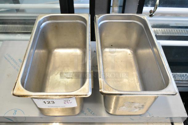 ALL ONE MONEY! Lot of 2 Stainless Steel 1/3 Size Drop In Bins and 1 Metal Bacon Press - Image 5 of 6
