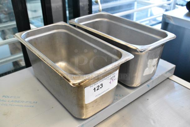 ALL ONE MONEY! Lot of 2 Stainless Steel 1/3 Size Drop In Bins and 1 Metal Bacon Press - Image 6 of 6