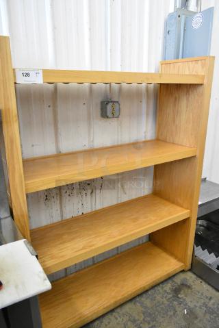 Wood Pattern 4 Tier Shelving Unit on Commercial Casters.
