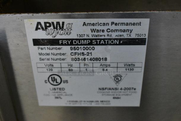 APW Wyott CFHS-21 Stainless Steel Commercial Countertop Fry Dumping Station. 120 Volts, 1 Phase. Tested and Working! - Image 5 of 5