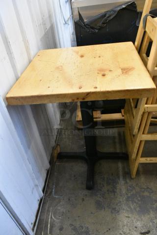 2 Wooden Dining Height Table on Black Metal Table Base. 2 Times Your Bid!