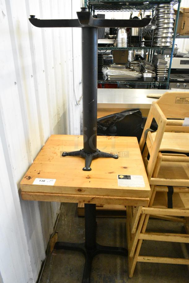 2 Wooden Dining Height Table on Black Metal Table Base. 2 Times Your Bid! - Image 2 of 5